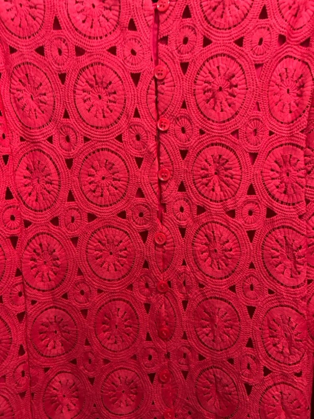 Skies Are Blue Hot Pink Eyelet Lace V-Neck Dress - Picture 6 of 6